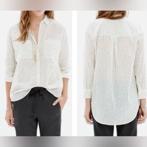 Madewell Star Print Button Up Shirt Women XXS 3/4 Sleeves High Low Top